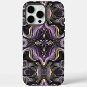 Mystic Amethyst Marble Dark Fluid Gold Design iPhone 16 Pro Max Case