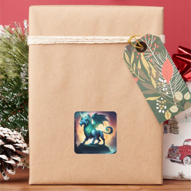 mystic animal square sticker (Holiday)