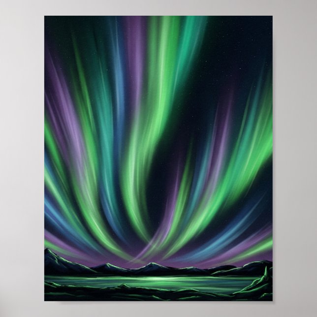 Mystic Aurora Borealis - Northern Lights Art Poster (Front)