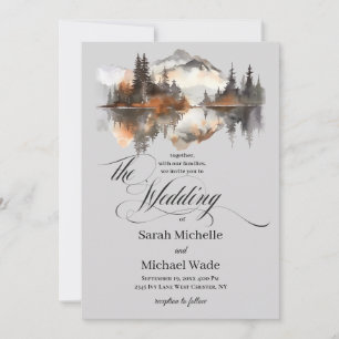 Mystic Autumn Calligraphy Wedding Invitation