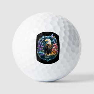 Mystic Bald Eagle Fantasy Floral Golf Ball