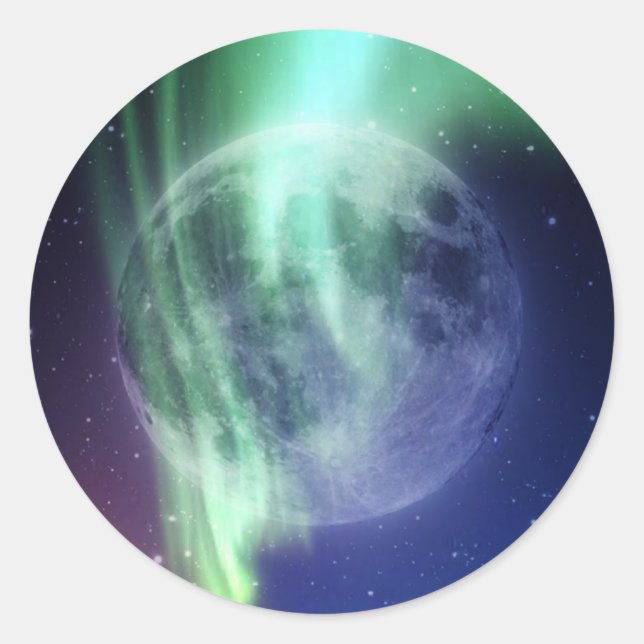 Mystic Beautiful bright big full blue moon Classic Round Sticker (Front)
