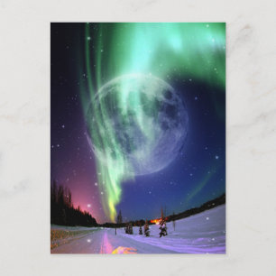 Mystic Beautiful bright big full blue moon Postcard