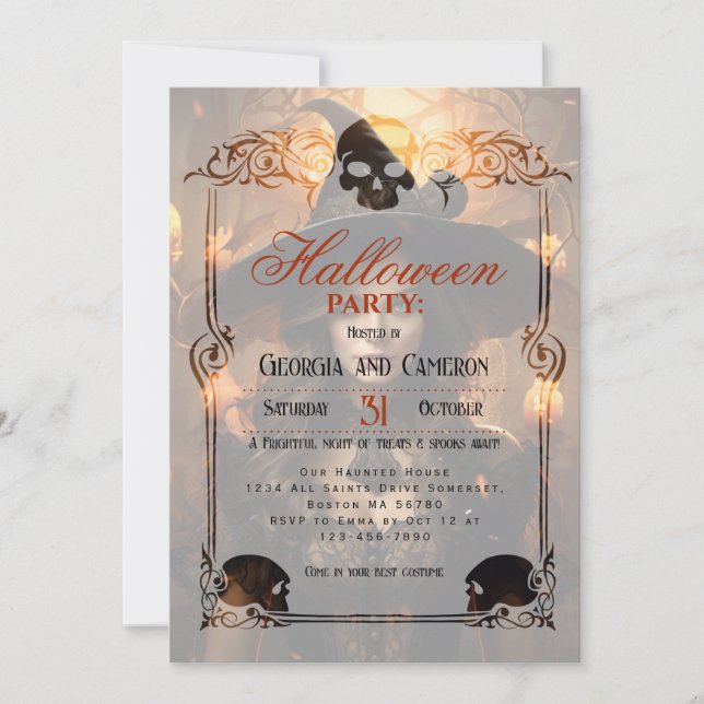 Mystic Beautiful Witch Halloween Invitation (Front)
