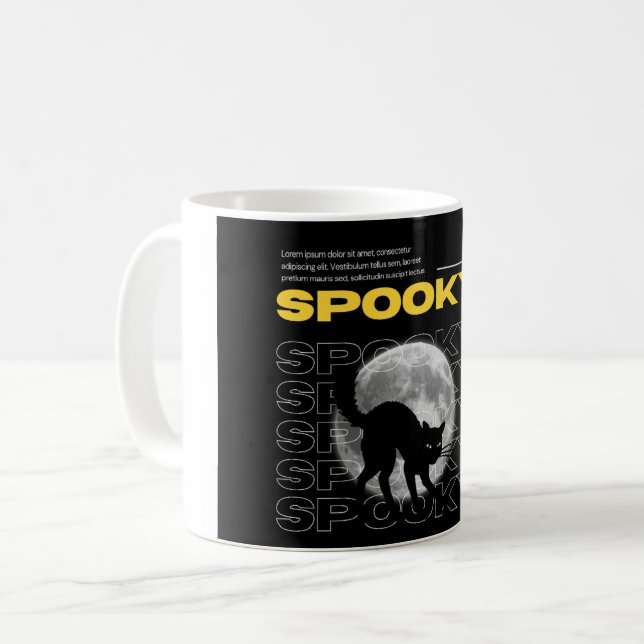 Mystic Black Cat and Moon Aesthetic Halloween Mug (Front Left)