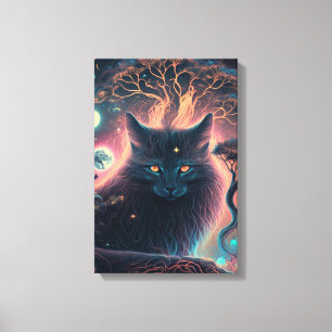 Mystic Black Cat Canvas Print Witchy Gift