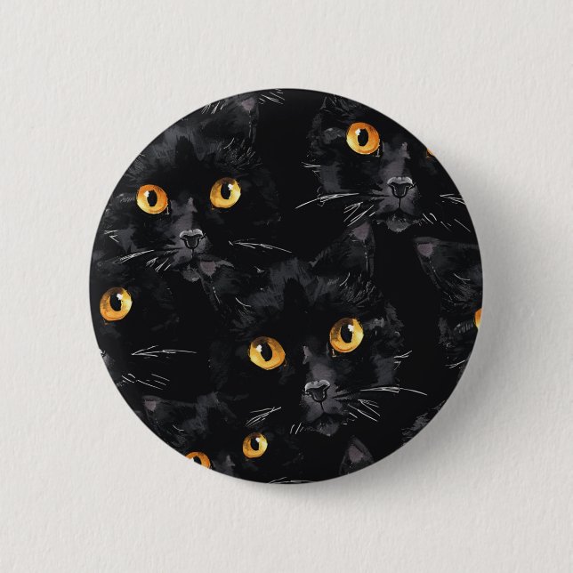 Mystic Black Cat Eyes Pattern 6 Cm Round Badge (Front)