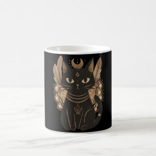 Mystic Black Cat Halloween Boho Coffee Mug