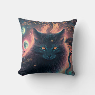 Mystic Black Cat Pillow   Witchy Gift