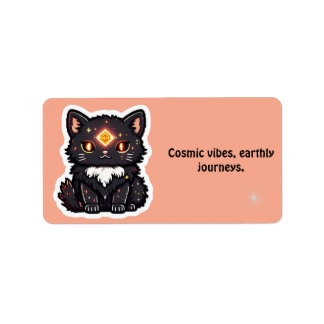 Mystic Black Cat Return Address Label 