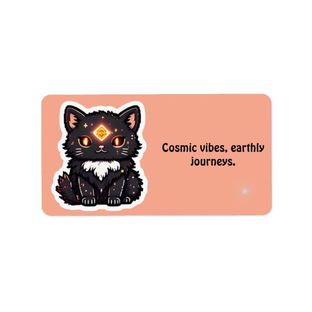 Mystic Black Cat Return Address Label  (Front)