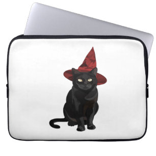 Mystic Black Cat with Dark Red Hat Classic T-Shirt Laptop Sleeve