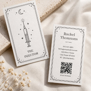 Mystic Black Minimal Injector Celestial Tarot Business Card