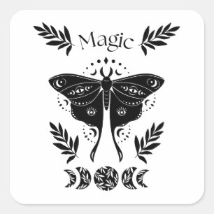 Mystic black moth. moon and magic square sticker