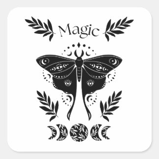 Mystic black moth. moon and magic square sticker