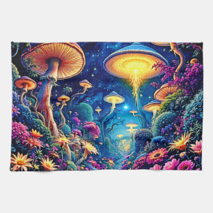 Mystic Bloom Forest Under Stars Tea Towel
