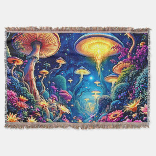 Mystic Bloom Forest Under Stars Throw Blanket