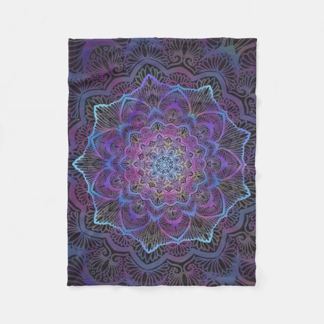 Mystic Bloom Mandala  Fleece Blanket (Front)