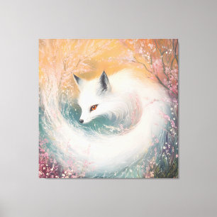 Mystic Bloom Spring Fox Watercolor Canvas Print
