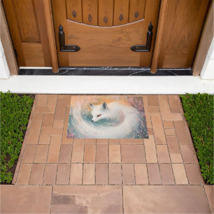 Mystic Bloom Spring Fox Watercolor Doormat
