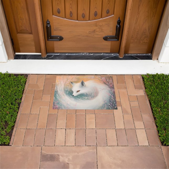 Mystic Bloom Spring Fox Watercolor Doormat (Outdoor)