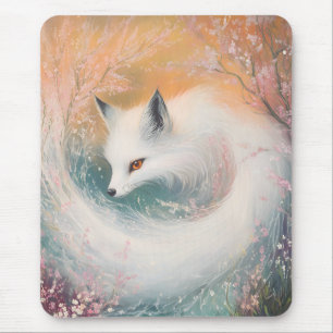 Mystic Bloom Spring Fox Watercolor Mouse Mat