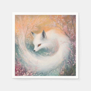 Mystic Bloom Spring Fox Watercolor Napkin