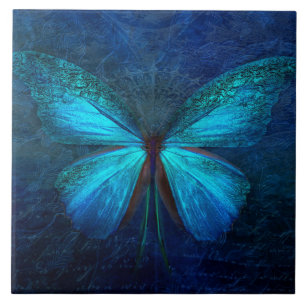 Mystic Blue Butterfly Tile