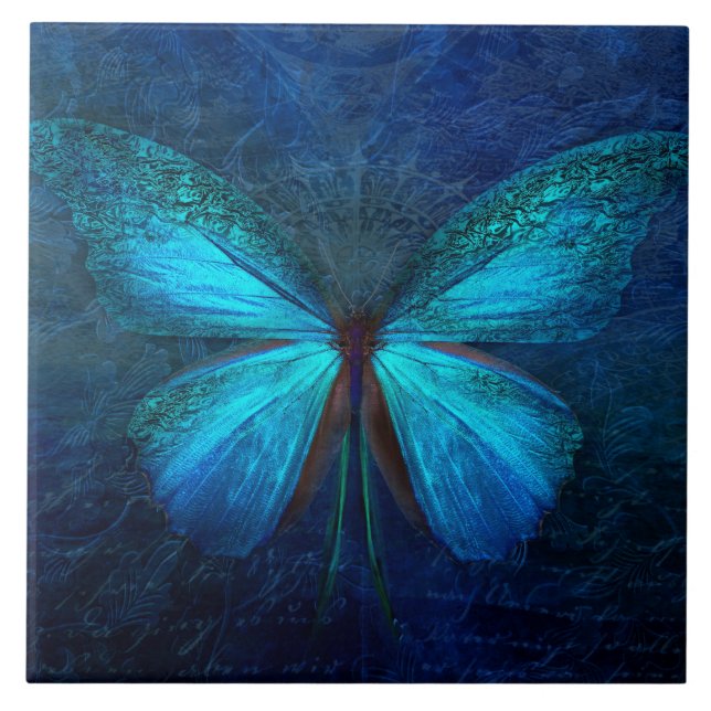 Mystic Blue Butterfly Tile (Front)