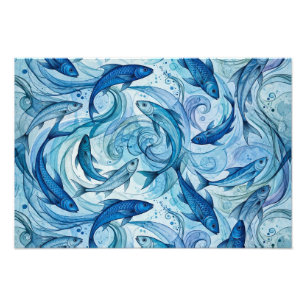 Mystic Blue Fish Flowing Harmony Photo Print