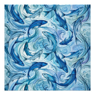 Mystic Blue Fish Flowing Harmony Photo Print