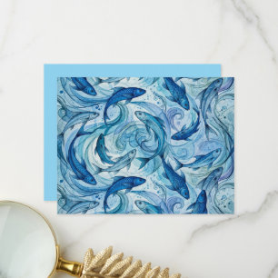 Mystic Blue Fish Flowing Harmony Thank You Card