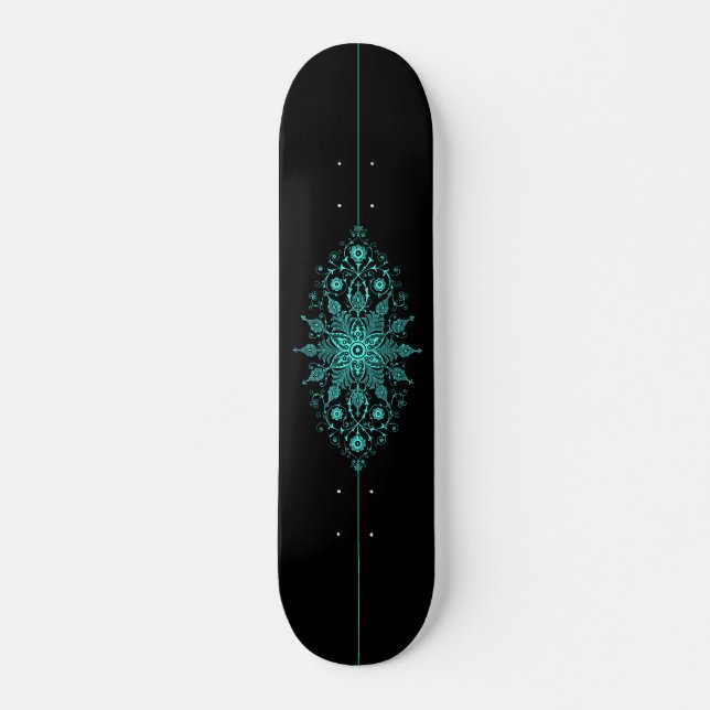 Mystic Blue Glow Intense Pattern Graphic Skateboard (Front)