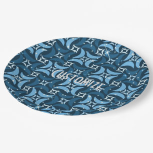 Mystic Blue Moons Pattern Paper Plates