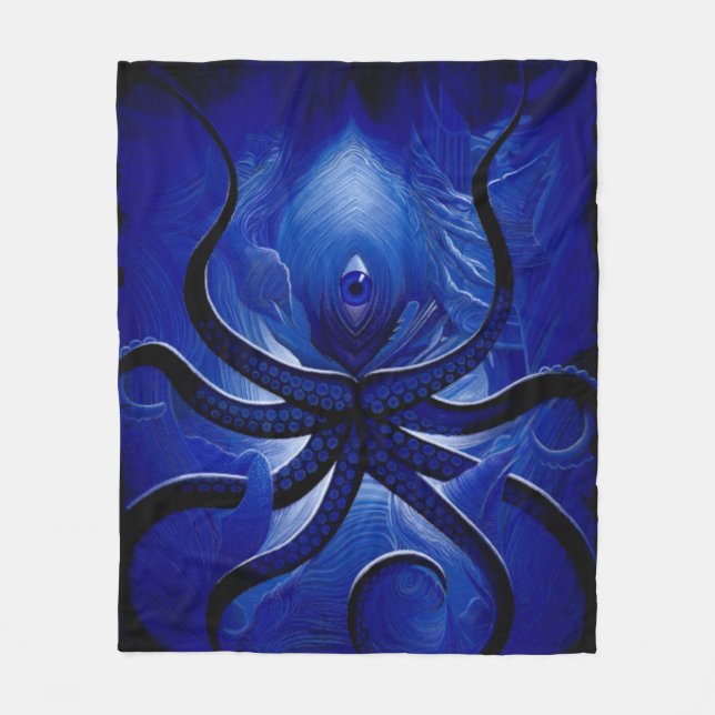 “Mystic Blue Octopus Blanket** Fleece Blanket (Front)