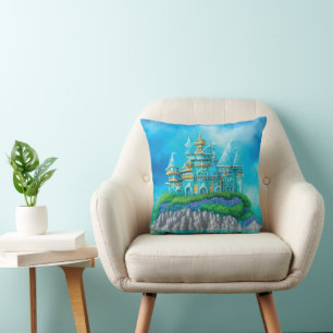 Mystic Blue Palace Throw Pillow