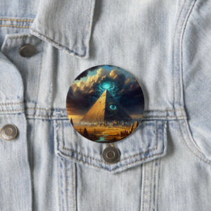 Mystic Blue Pyramid Art 7.5 Cm Round Badge
