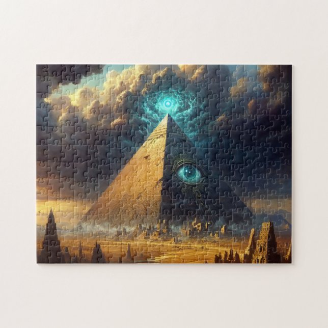 Mystic Blue Pyramid Art Jigsaw Puzzle (Horizontal)