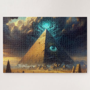 Mystic Blue Pyramid Art Jigsaw Puzzle