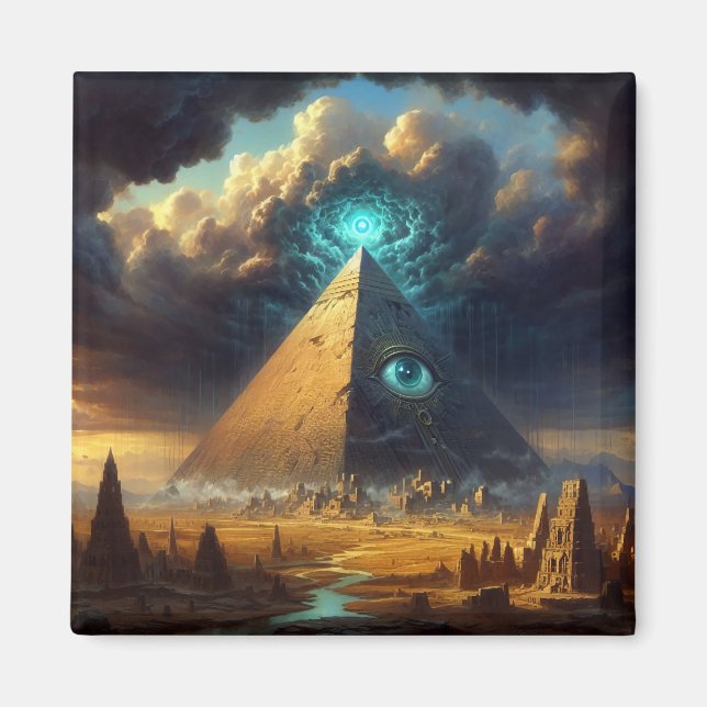 Mystic Blue Pyramid Art Magnet (Front)