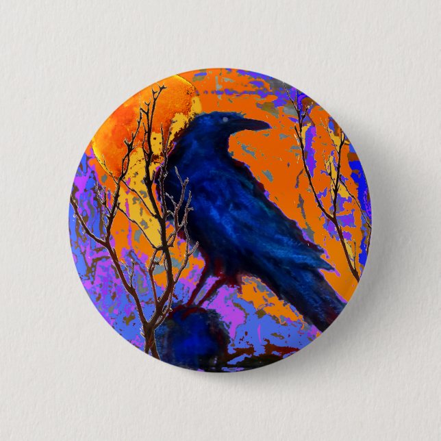 Mystic Blue Raven Moon By Sharles 6 Cm Round Badge (Front)