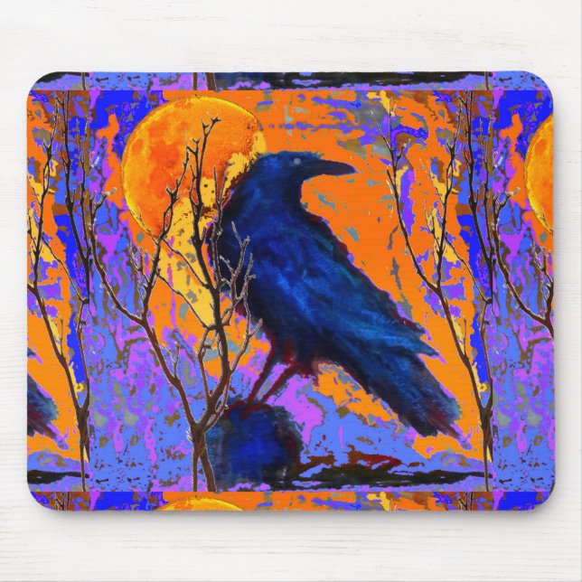Mystic Blue Raven Moon By Sharles Mouse Mat (Front)