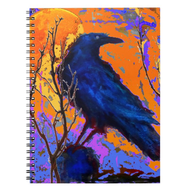 Mystic Blue Raven Moon By Sharles Notebook (Front)