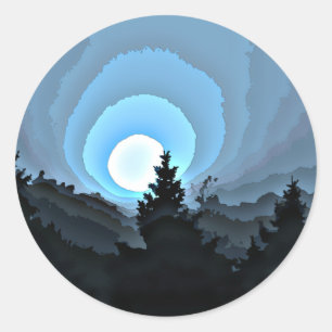 Mystic Blue Sunrise Classic Round Sticker