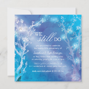 Mystic Blue Trees Wedding Anniversary Invitation