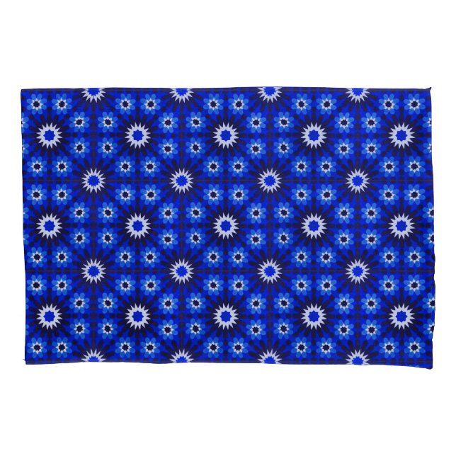 Mystic Blue Zellige Geometry Pillowcase (Front)