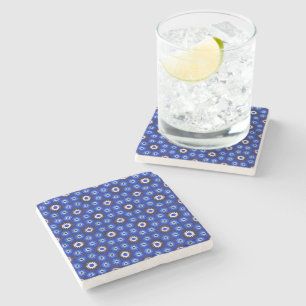 Mystic Blue Zellige Geometry Stone Coaster