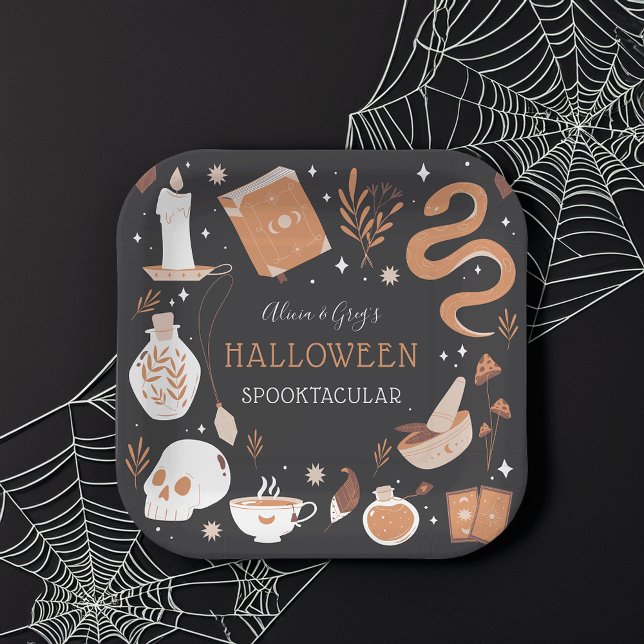 Mystic Boho Crystal Halloween Party Paper Plate (Creator Uploaded)