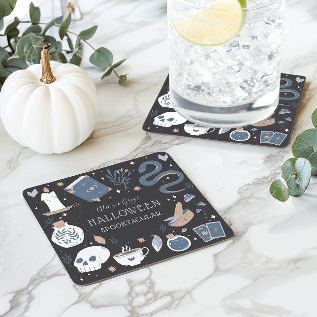 Mystic Boho Crystal Halloween Party Square Paper Coaster (Creator Uploaded)