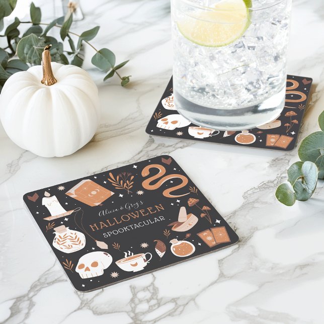 Mystic Boho Crystal Halloween Party Square Paper Coaster (Creator Uploaded)